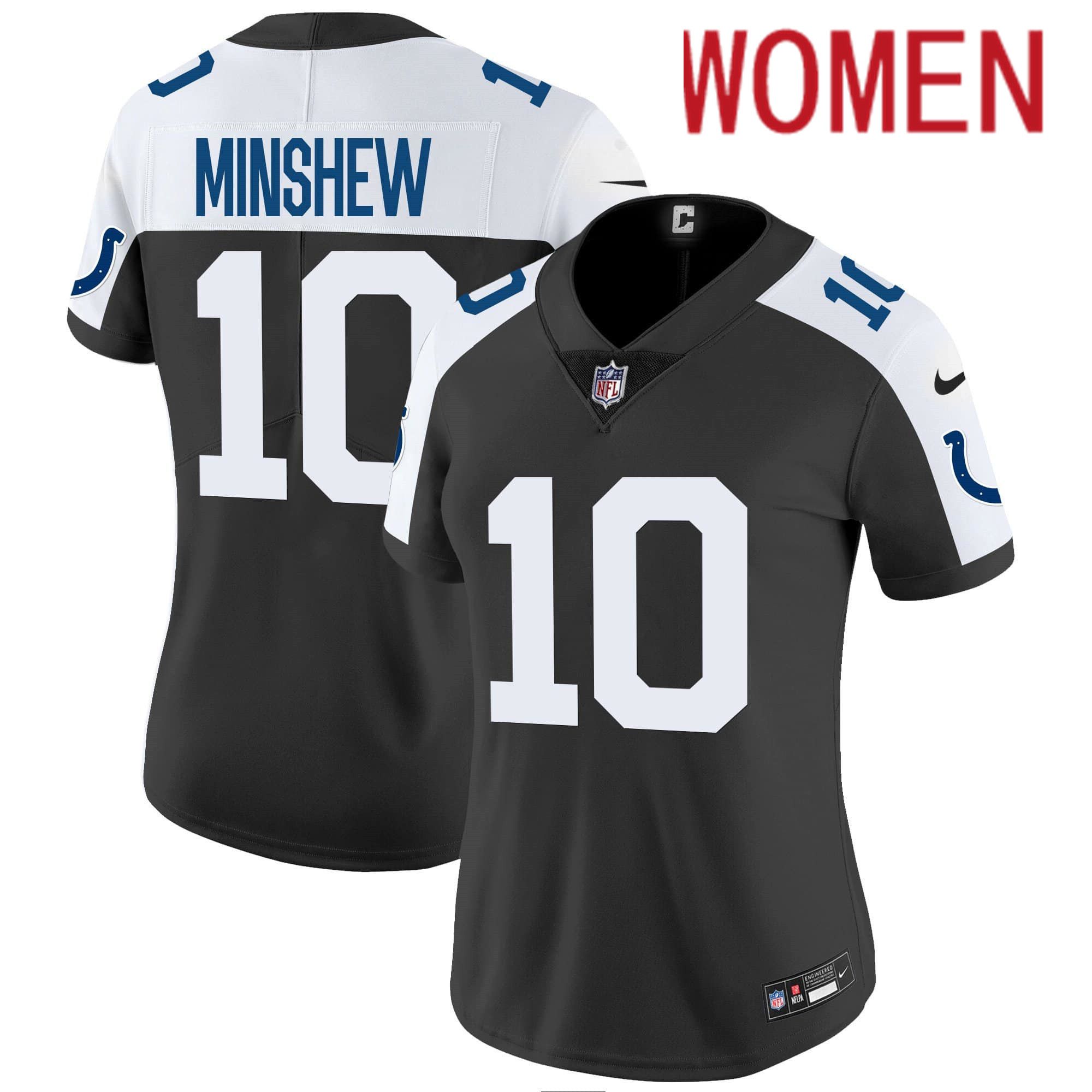Women Indianapolis Colts #10 Minshew Black 2024 Nike Vapor Limited NFL Jersey->customized nfl jersey->Custom Jersey